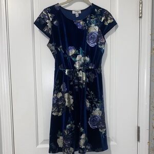 Speechless Navy Blue Floral Kids Formal Dress